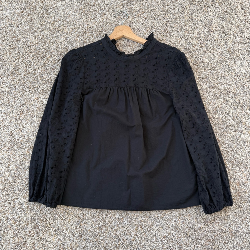 Madewell Eyelet Mockneck Ruffle Top